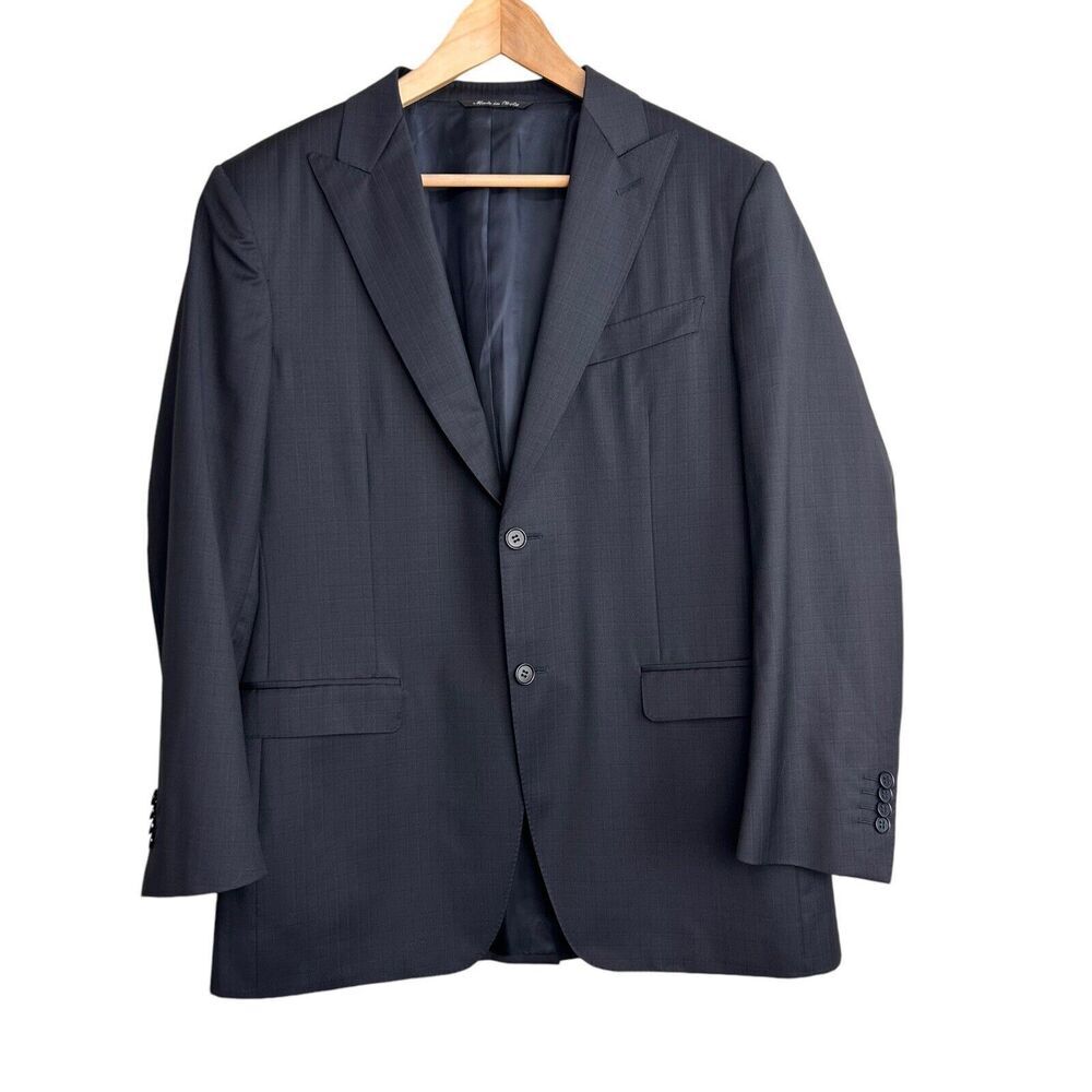 Canali Mens Sports Coat Blazer 42R US Blue Windowpane Check Plaid Jacket ITALY